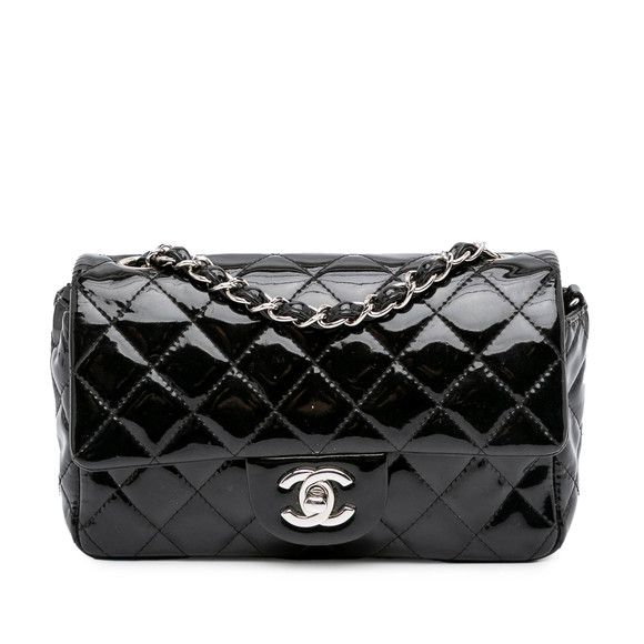 Pre-Loved Chanel Mini Rectangular Classic Patent Single Flap - Picture 1 of 9